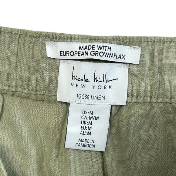 Nicole Miller Linen Cargo Jogger Pants NWT Women's Sz M Green Gorpcore Utility - Picture 4 of 7
